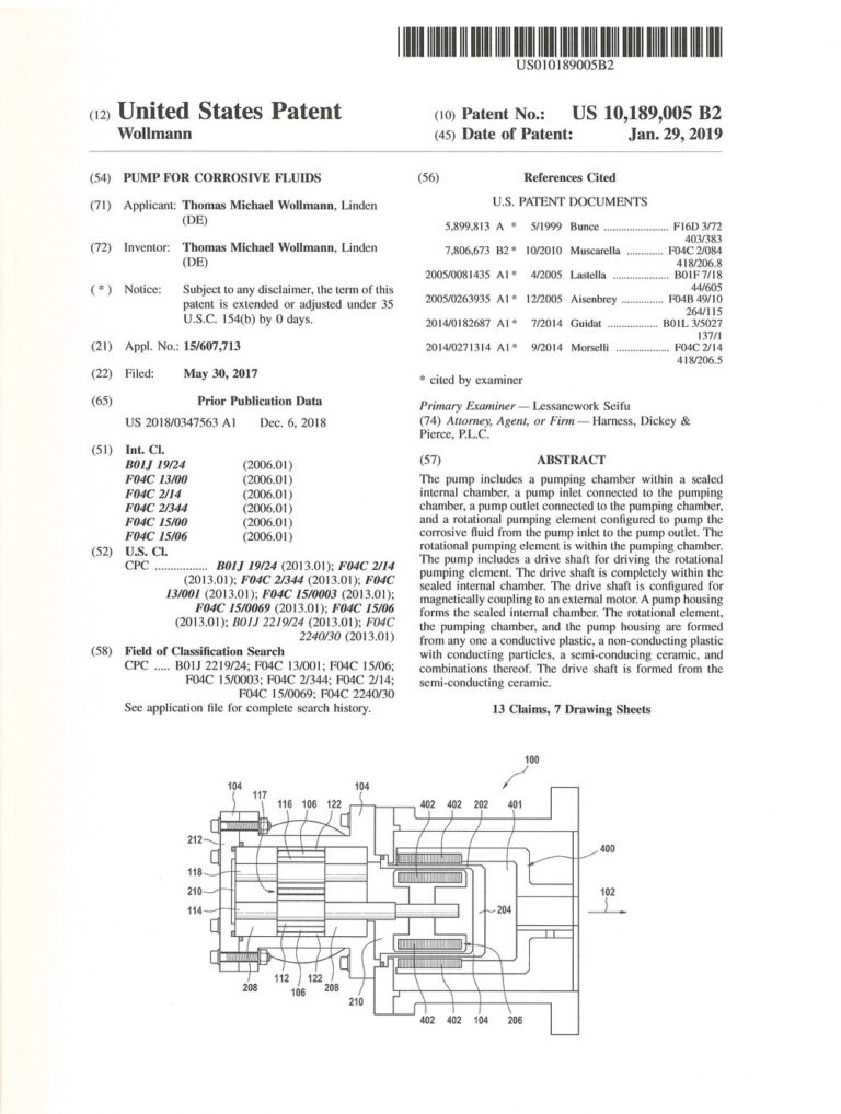 Patentschrift des US-Patents US 10,189,005 B2