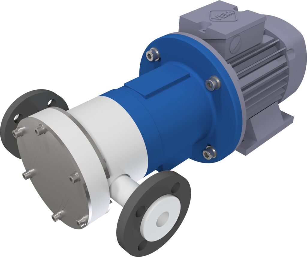 Magnetgekuppelte Zahnradpumpe TEF-MAG 800 mit blauem Motor
