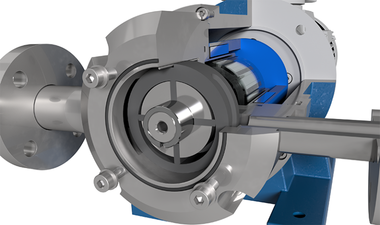 Schnittmodell der magnetgekuppelten Drehschieberpumpe VANE-MAG® MPA