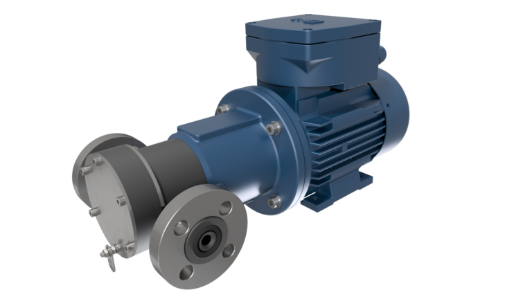 TEF-MAG® 201, magnetgekuppelte Zahnradpumpe aus elektrisch leitfähigem PEEK mit druckfest gekapseltem Drehstrommotor